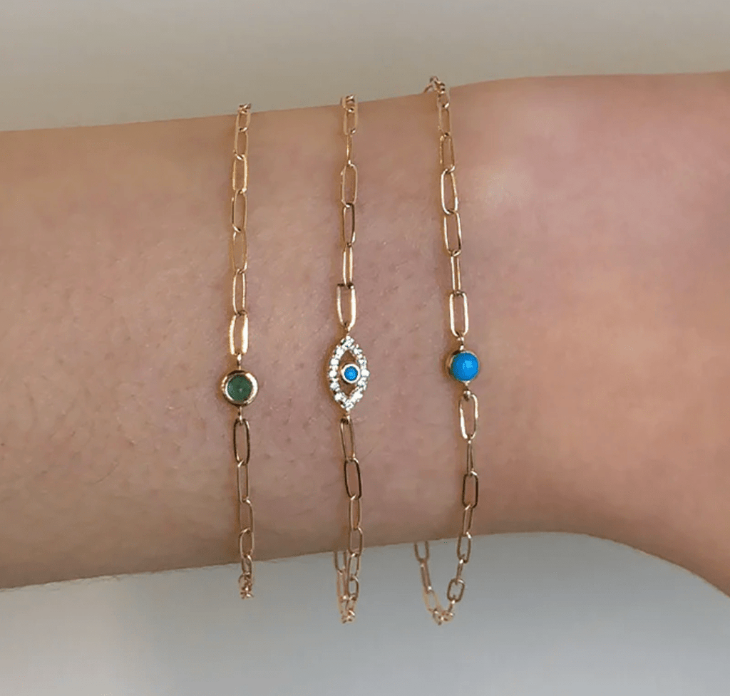 Anzie Bracelets Evil Eye Turquoise/Diamond 14KBracelet