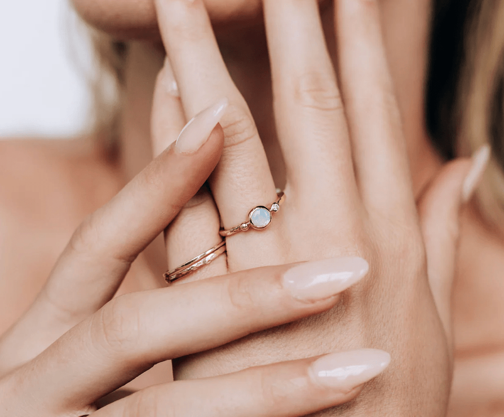 Anzie Rings Australian Opal Diamond 14K Ring