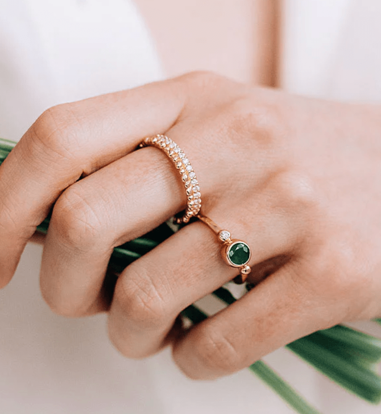 Anzie Rings Emerald Diamond 14K Ring