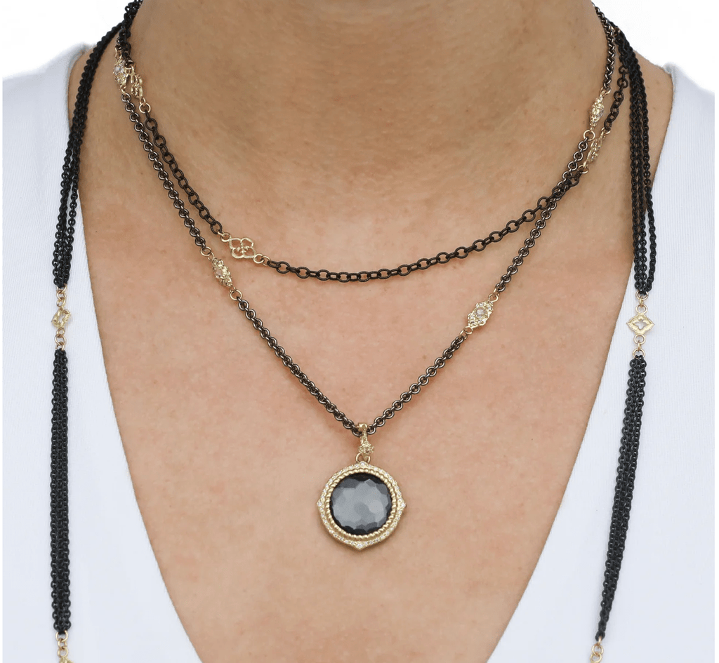 Armenta Necklaces White Sapphire/Diamond  18K & Oxidized Sterling Necklace