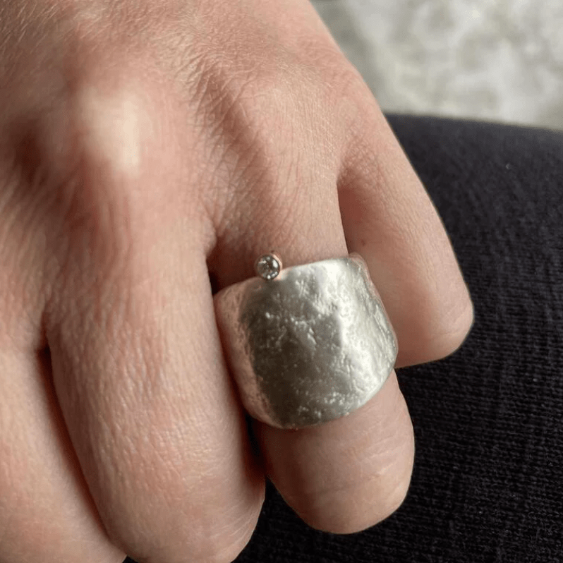 Chikahisa Rings Diamond & Silver Relic Ring