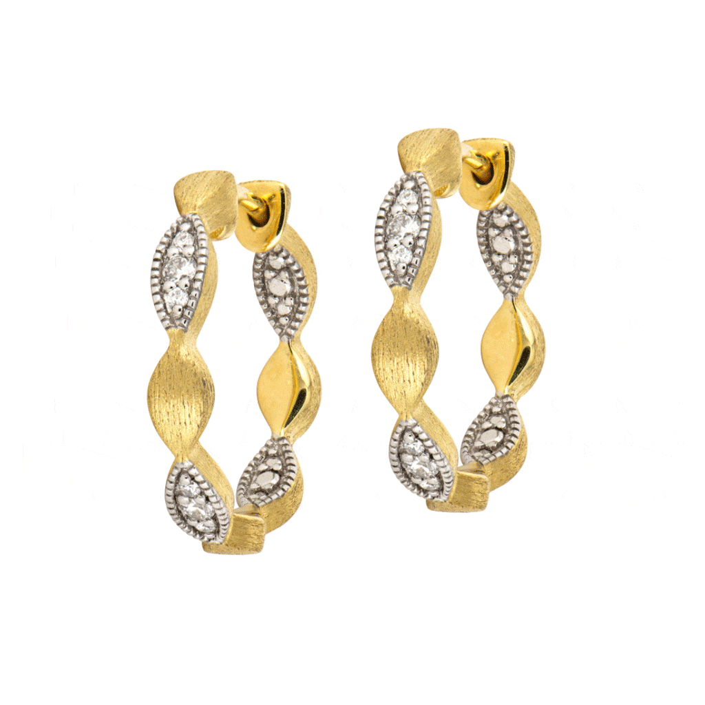JudeFrances Earrings 18K Diamond Marquise Hoops