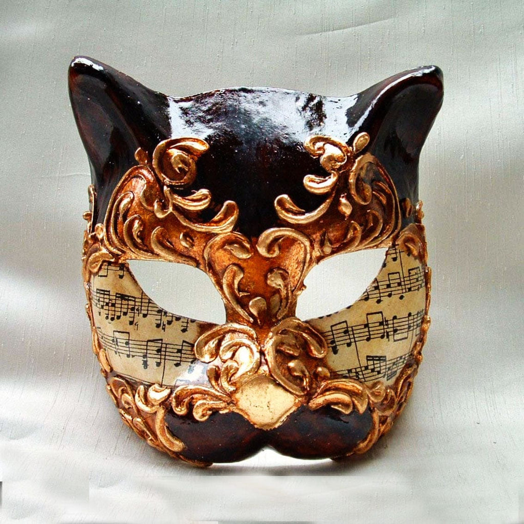 Si Lucia Venetian Masks Cat Brown Music Mask
