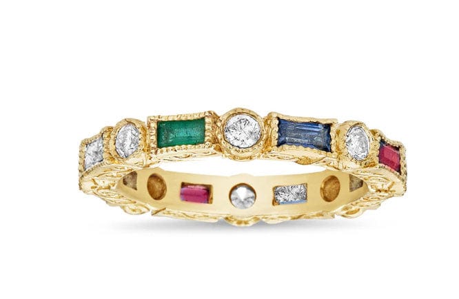 Tanya Farah Rings Rainbow 18K Sapphire Diamond Ring