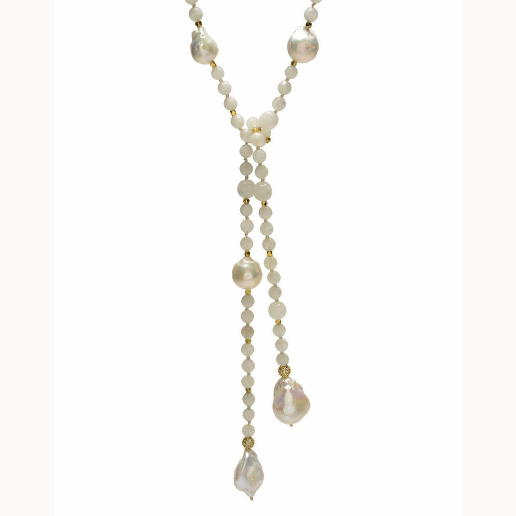 In2Design Necklaces Alice Pearl/Moonstone Lariat Necklace