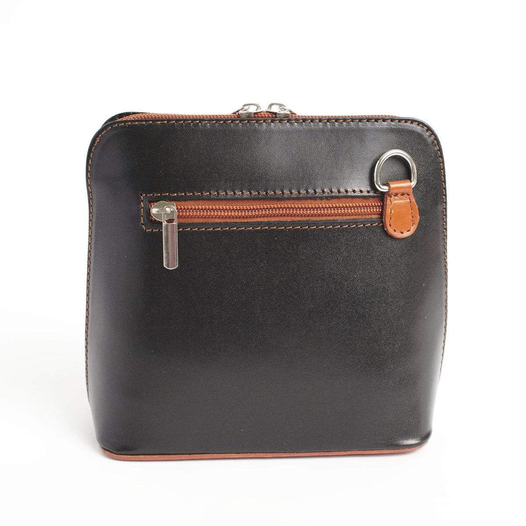 Italian Leather Leather Goods Celia Black/Tan Cross Body