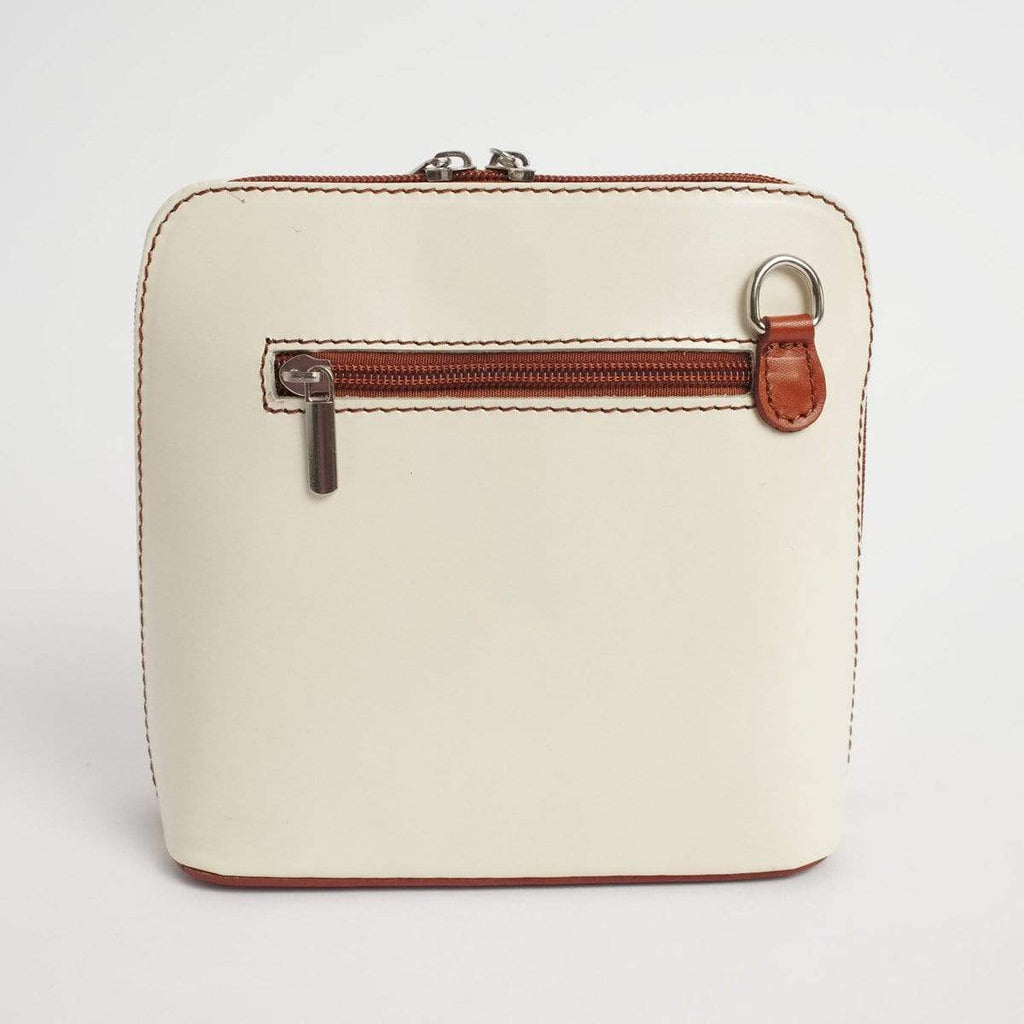 Italian Leather Leather Goods Celia Ivory/Tan Cross Body
