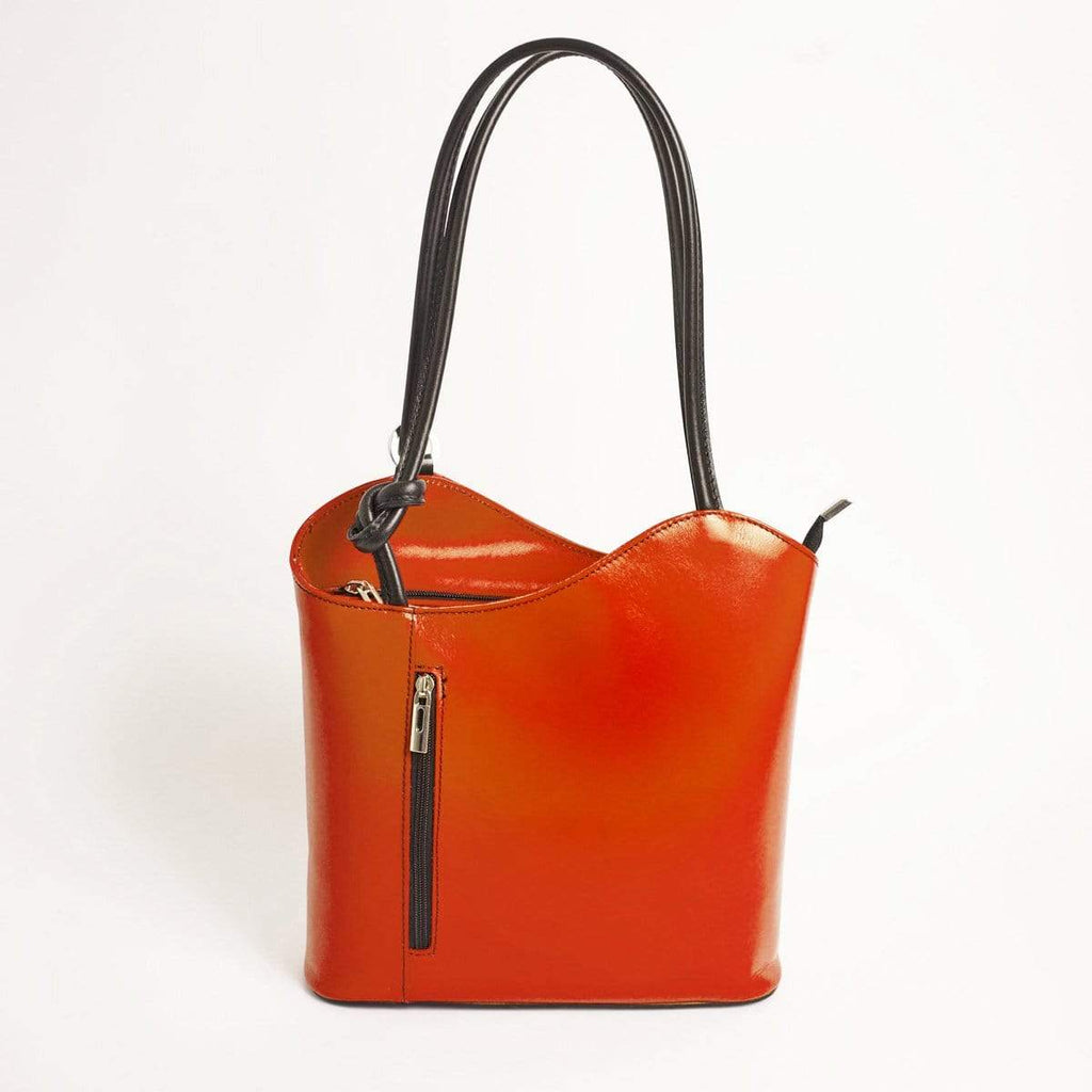 Italian Leather Leather Goods Musetta Orange Shoulder Bag/Backpack