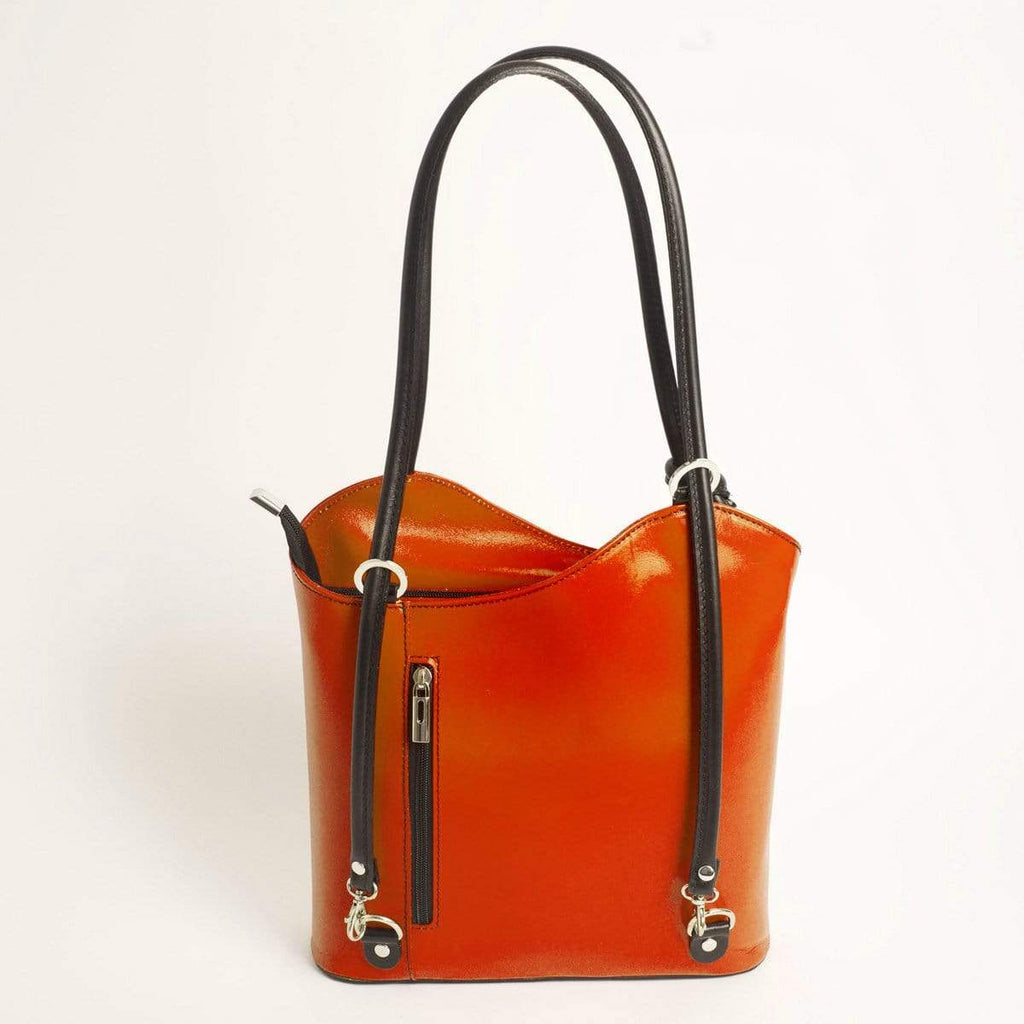 Italian Leather Leather Goods Musetta Orange Shoulder Bag/Backpack