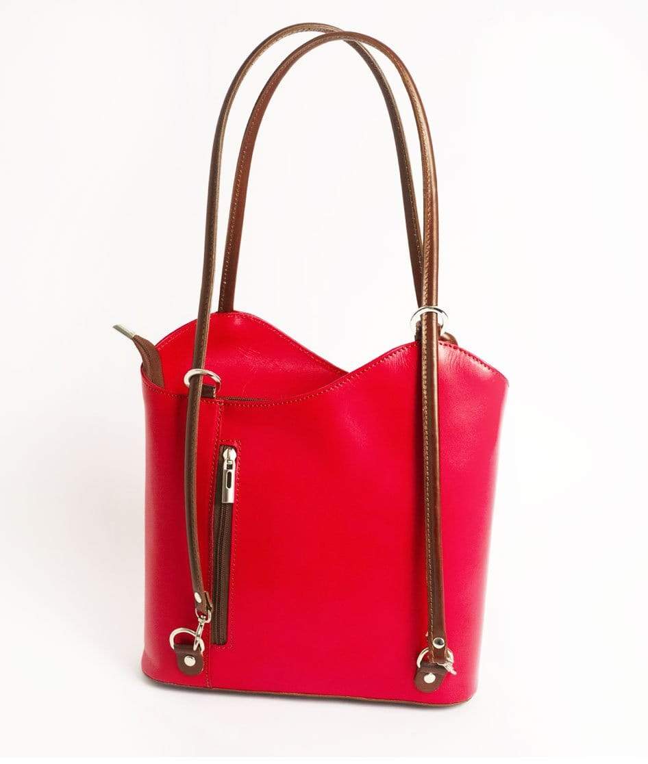 Italian Leather Leather Goods Musetta Red Shoulder Bag/Backpack