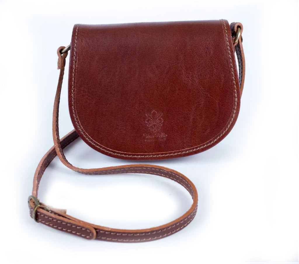 Italian Leather Leather Goods Saturnia Brown Shoulder Bag