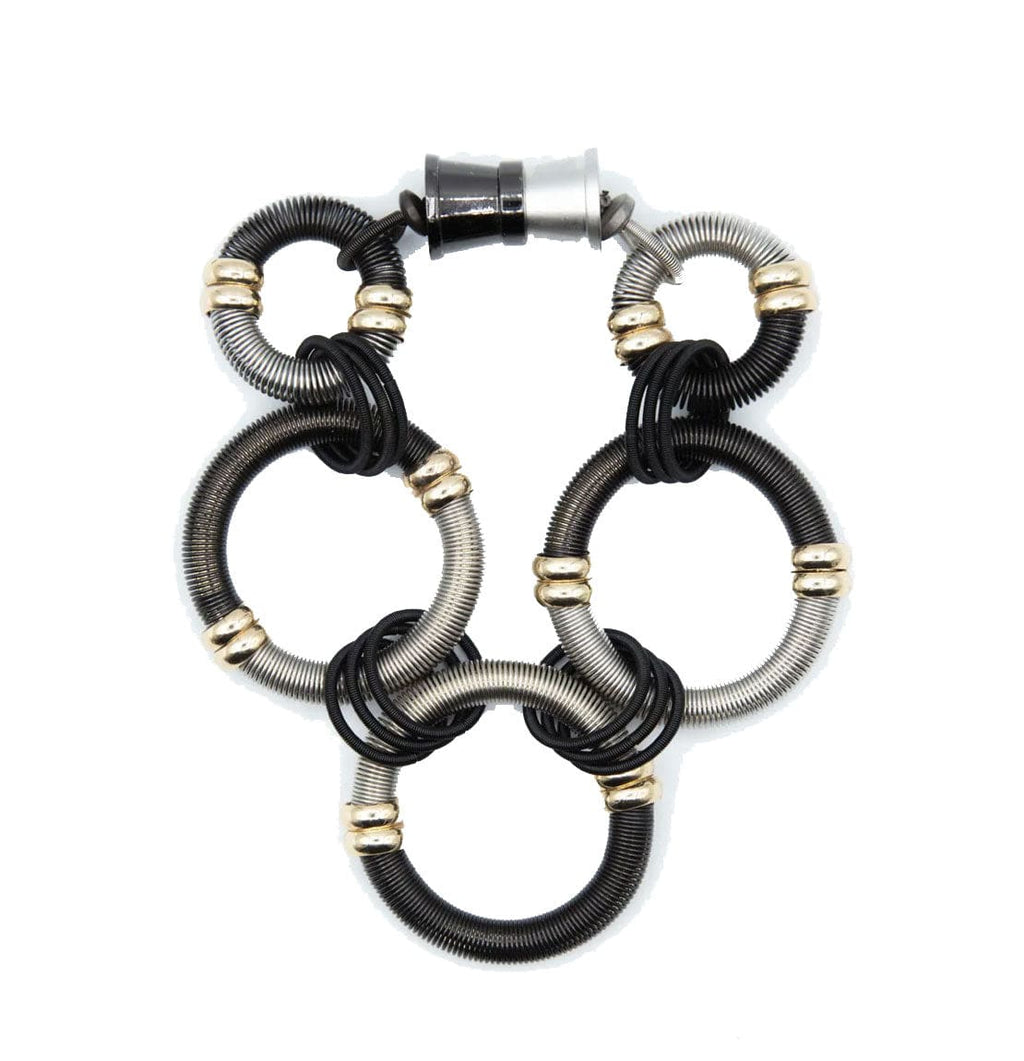 Sea Lily Bracelets Black Silver Circle Piano Wire Bracelet