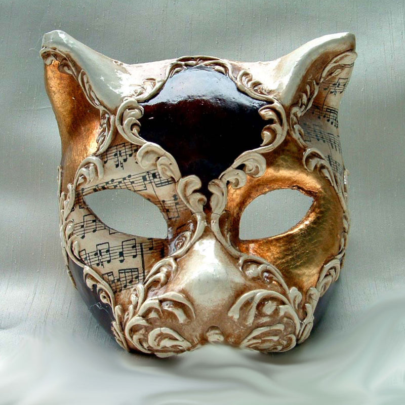 Cat Gold/Brown Music Mask