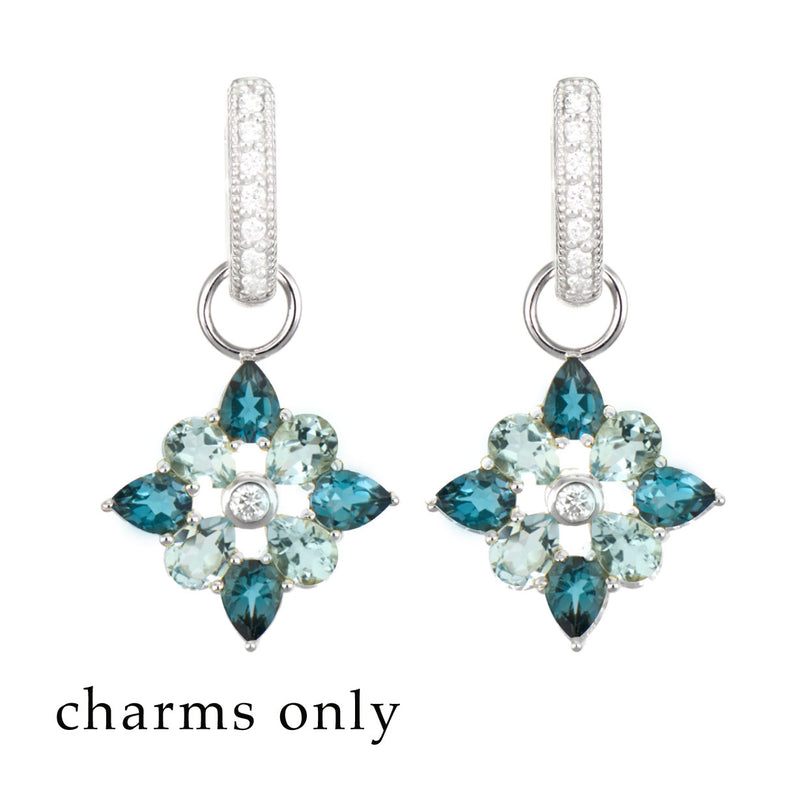 Blue Topaz & Aqua Petal Hoop Charms