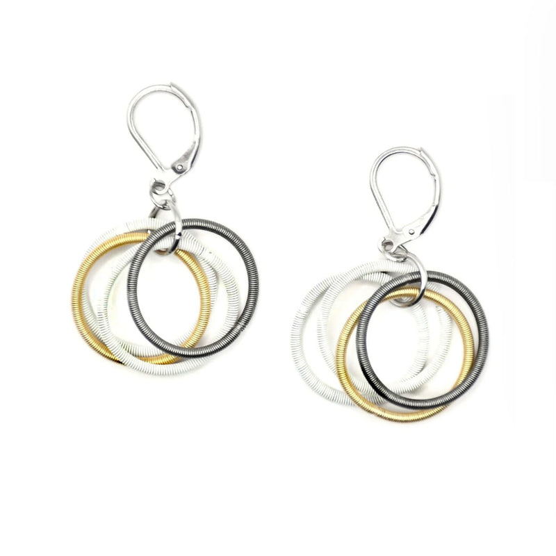 White Slate Gold Loop Earrings