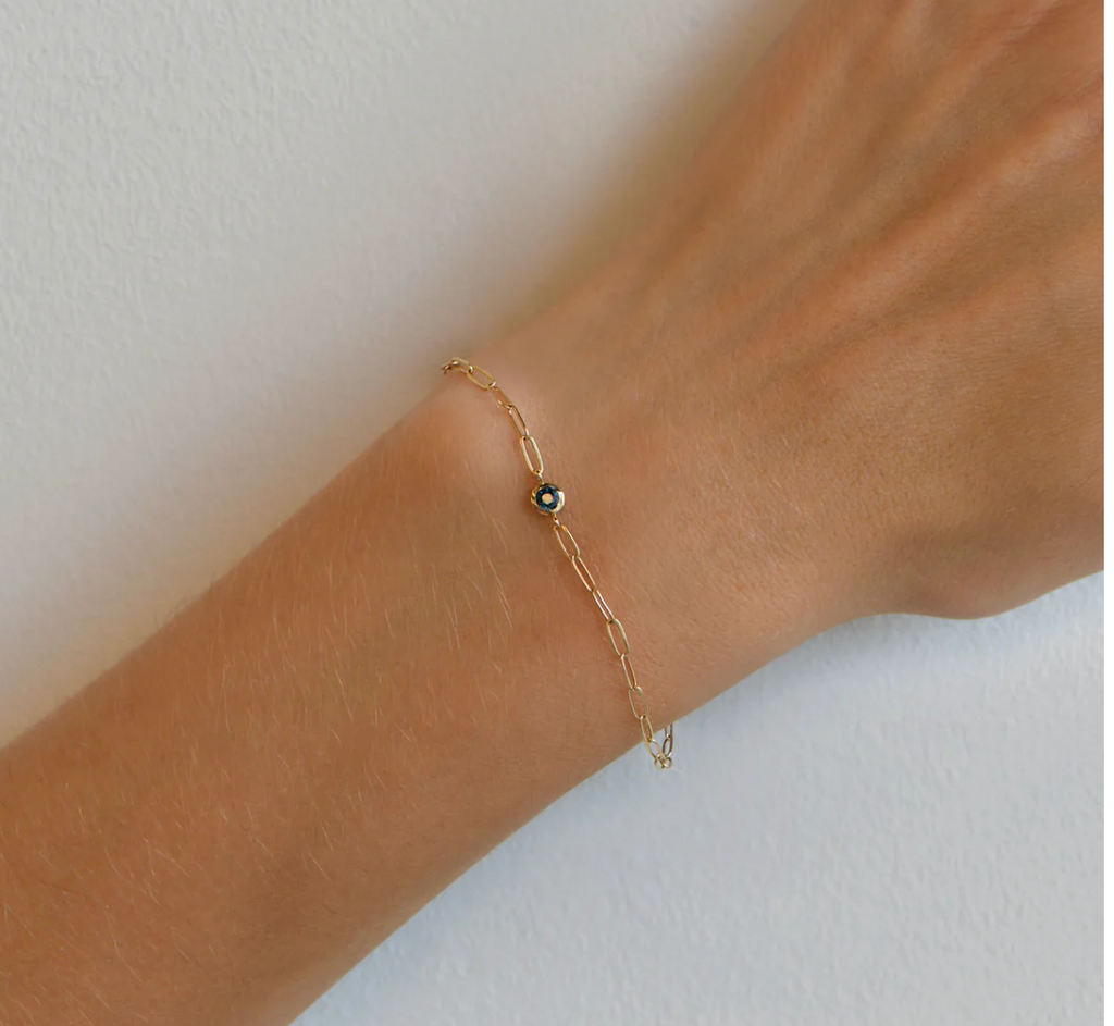 Blue Sapphire Paper 14K Clip Bracelet