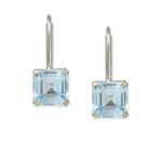 Checkerboard Blue Topaz Sterling Earrings