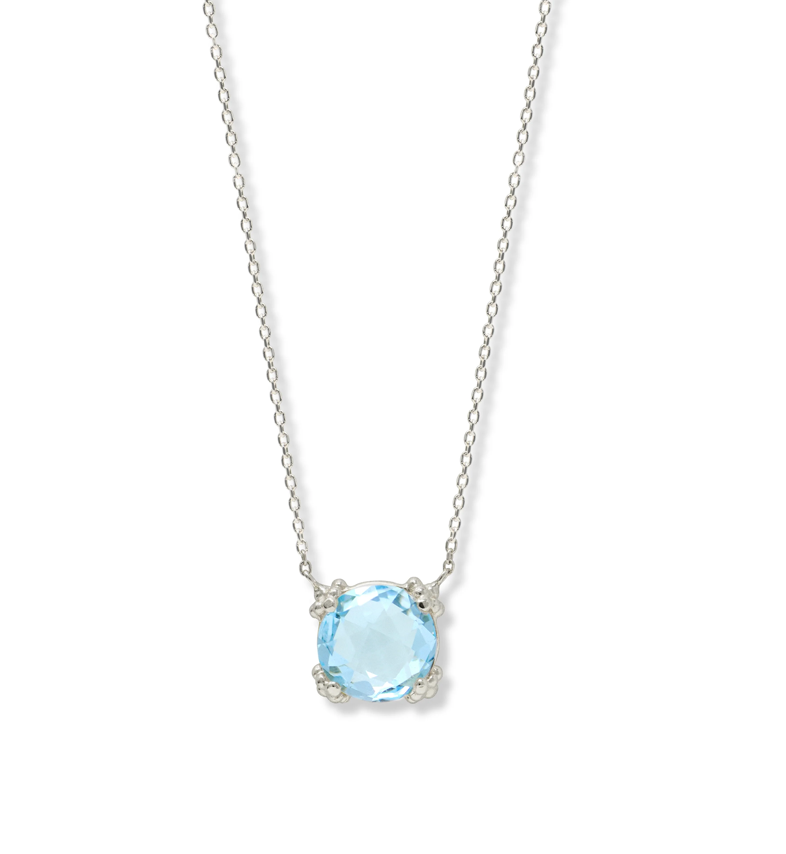 10mm Blue Topaz on 16/17" SS chain