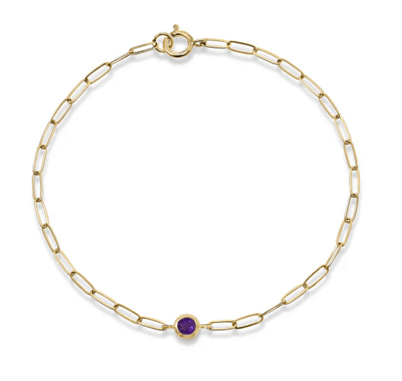 Anzie Bracelets Amethyst 14k Paper Clip Bracelet