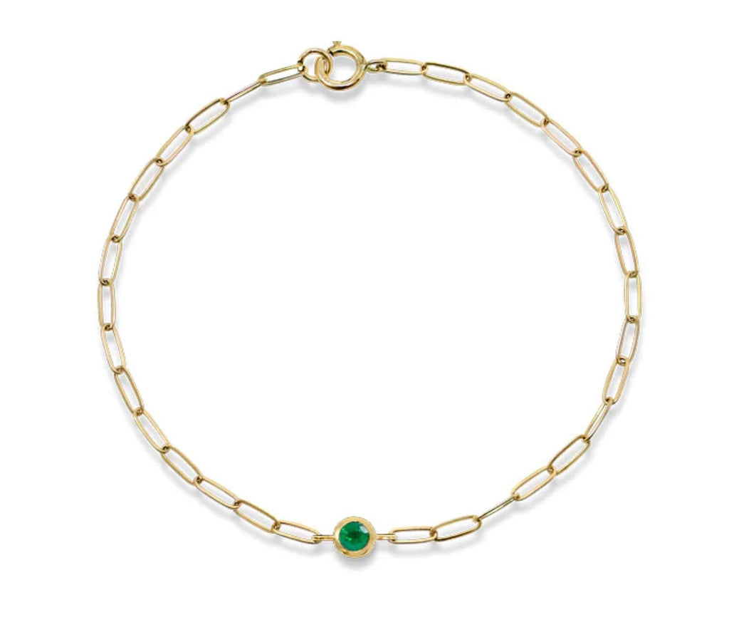 Anzie Bracelets Emerald 14k Paper Clip Bracelet