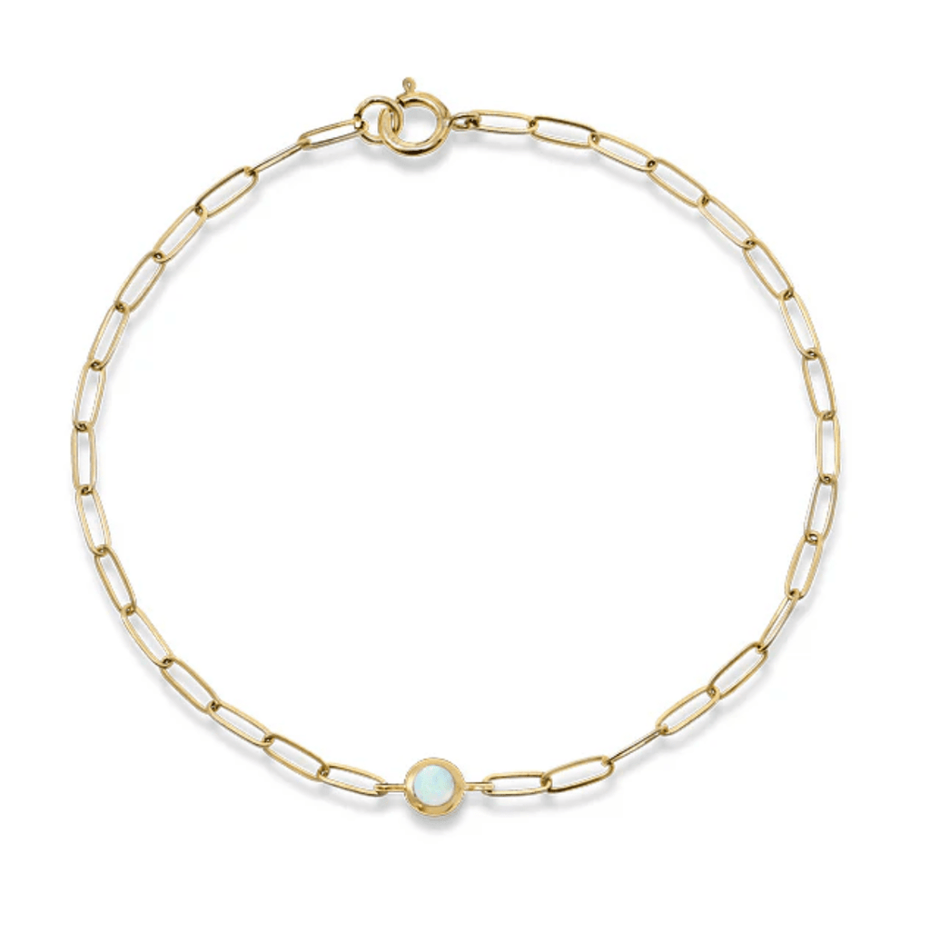 Anzie Bracelets Opal 14k Paper Clip Bracelet