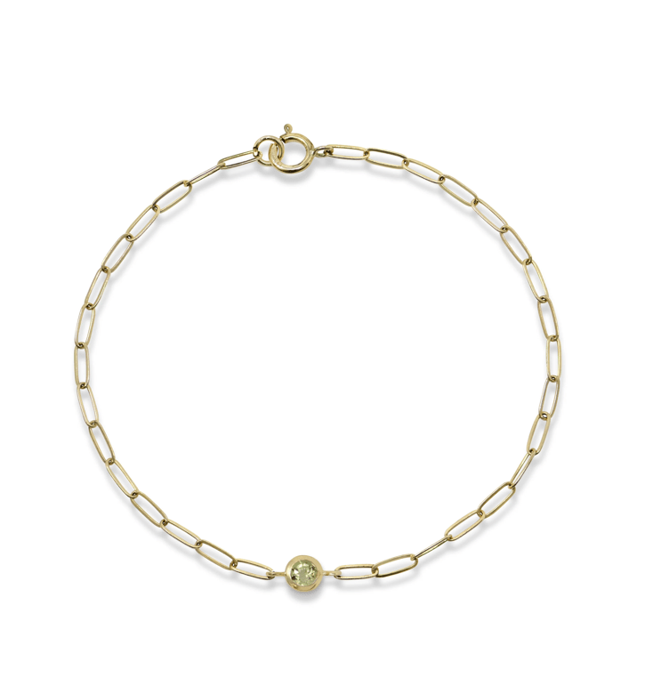 Anzie Bracelets Peridot 14K Paperclip Bracelet