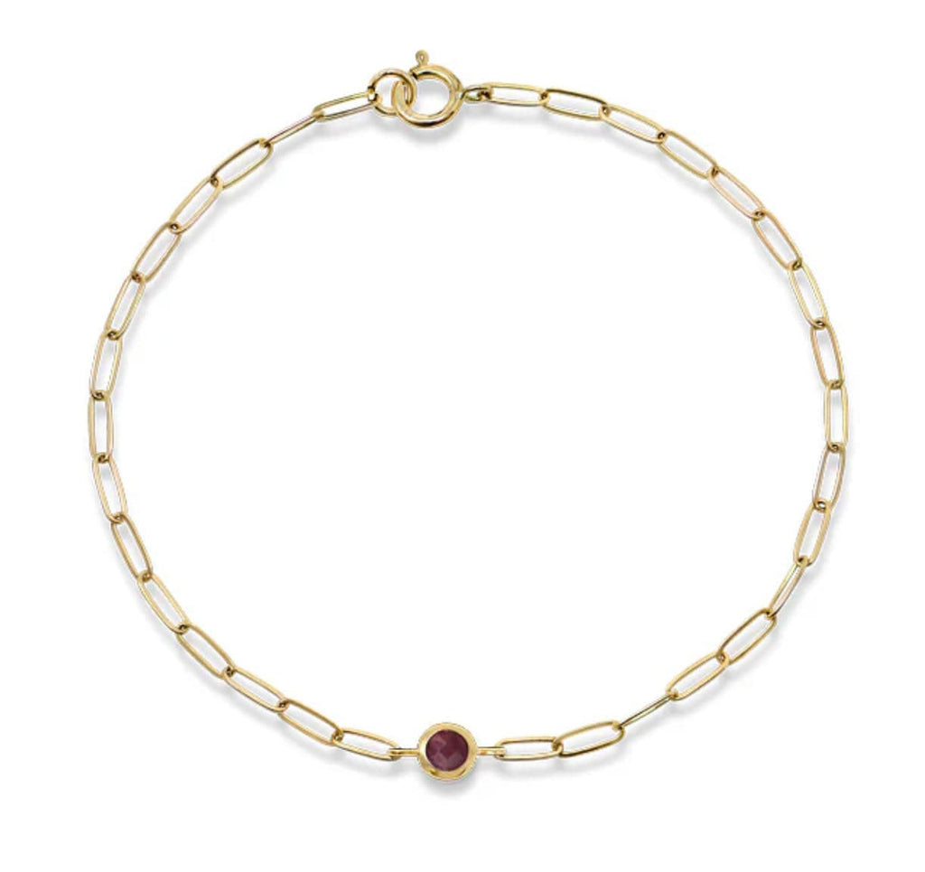 Anzie Bracelets Ruby 14k Paper Clip Bracelet