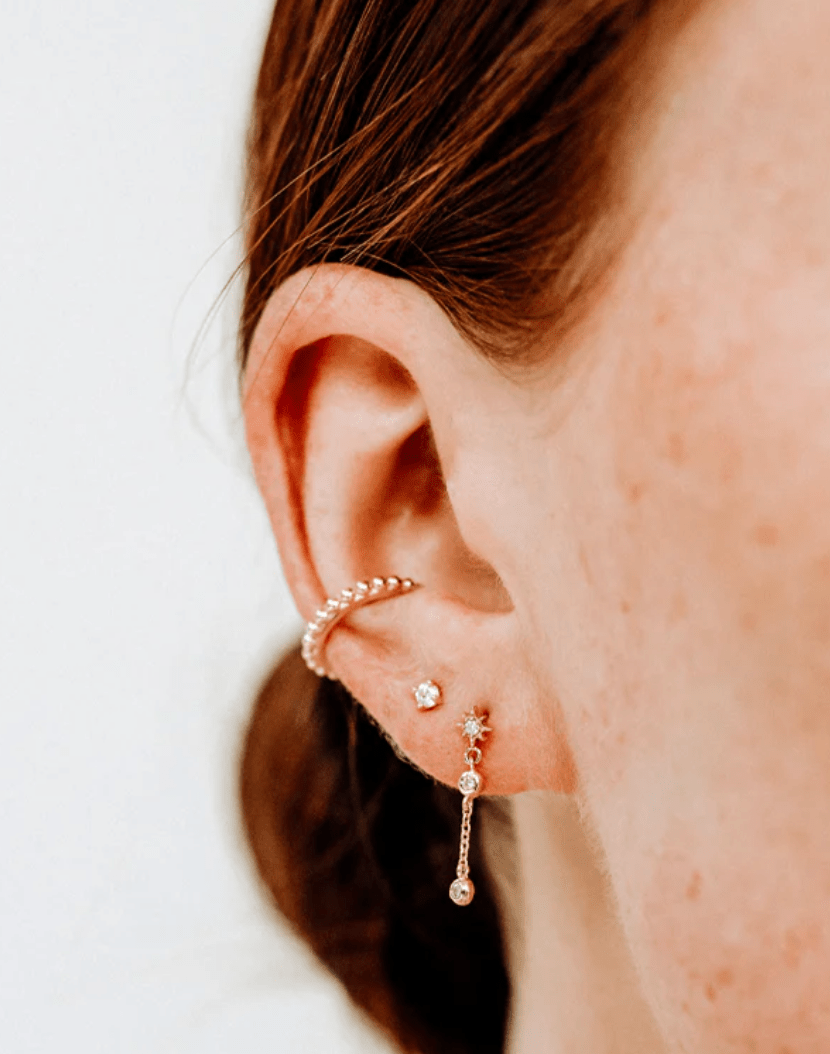 Anzie Earrings 14K & Diamond Aztec Chain Earrings