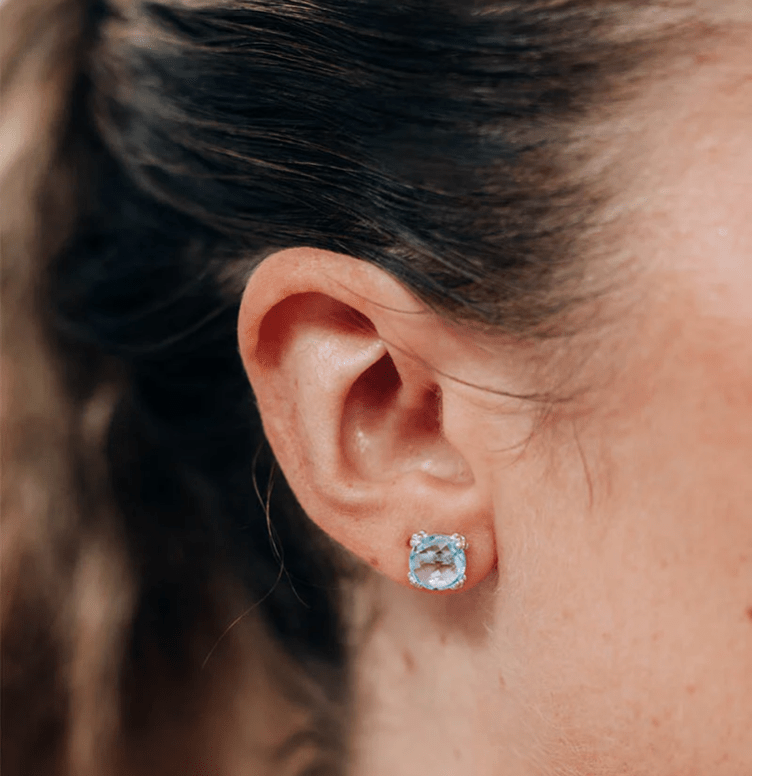 Anzie Earrings Blue Topaz Dew Drop Sterling  ER