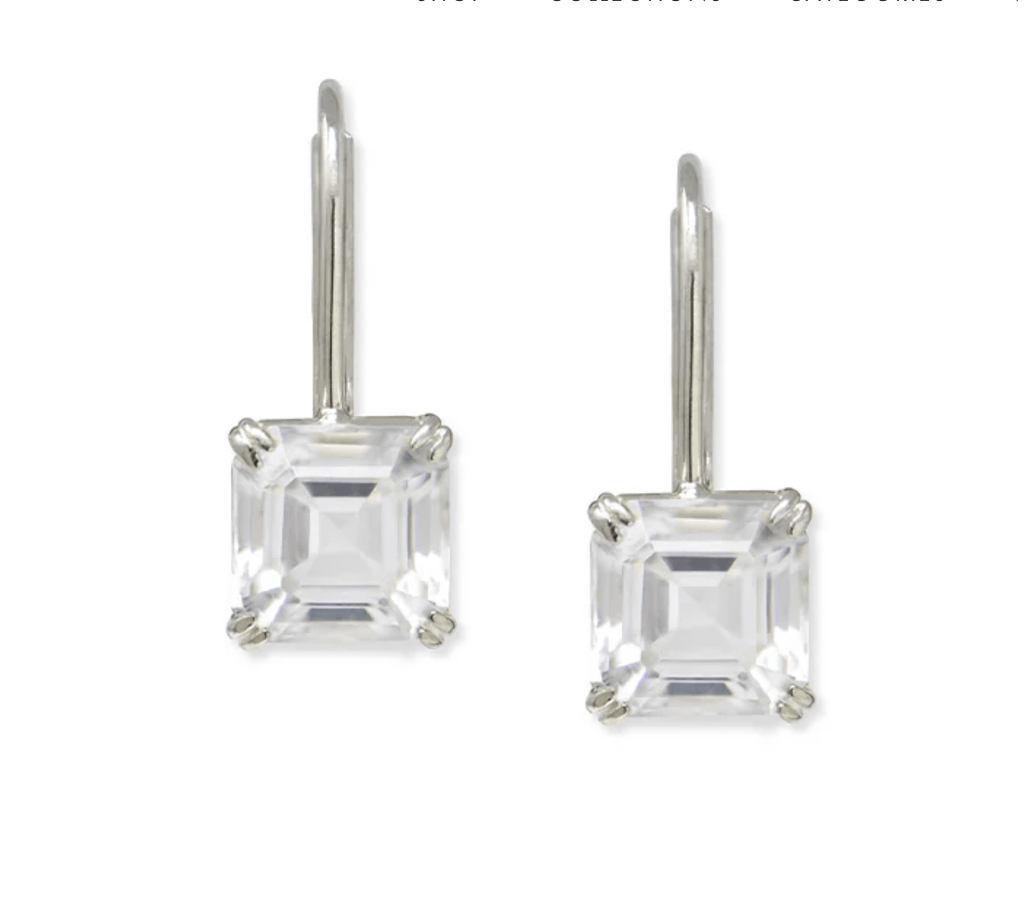 Anzie Earrings Checkerboard White Topaz Sterling Earrings