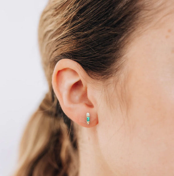 Anzie Earrings Cleo Emerald 14K Dimond Stud