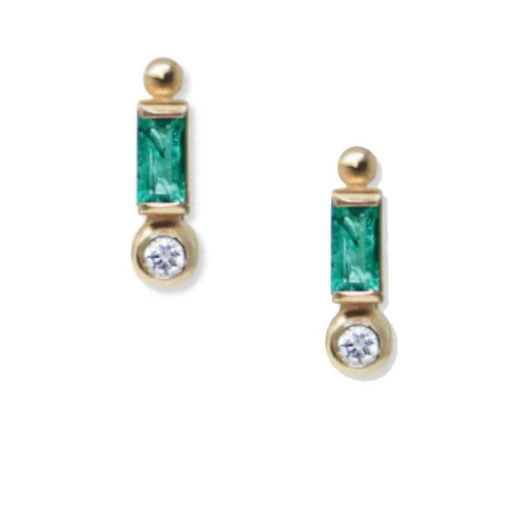 Anzie Earrings Cleo Emerald 14K Dimond Stud