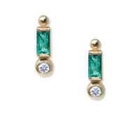 Anzie Earrings Cleo Emerald 14K Dimond Stud
