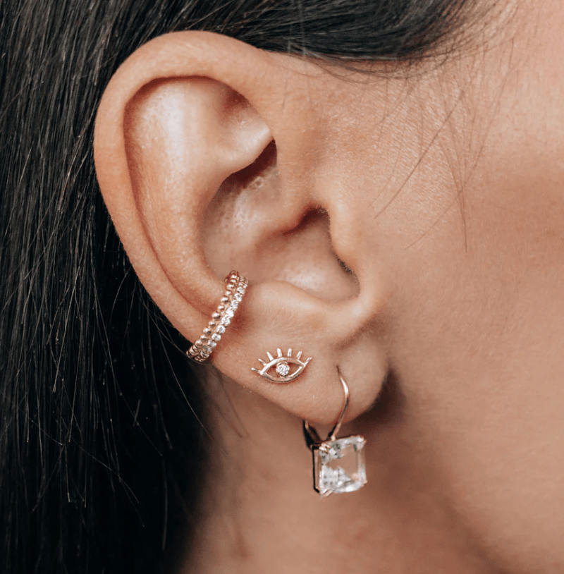 Anzie Earrings Evil Eye Lash 14K Studs
