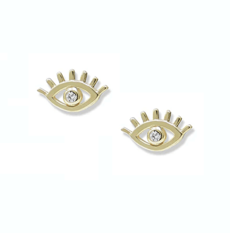 Anzie Earrings Evil Eye Lash 14K Studs