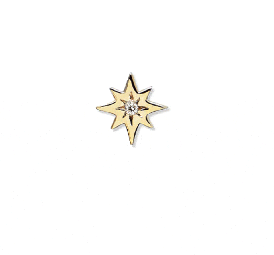 Anzie Earrings Single Star Stud Diamond 14K