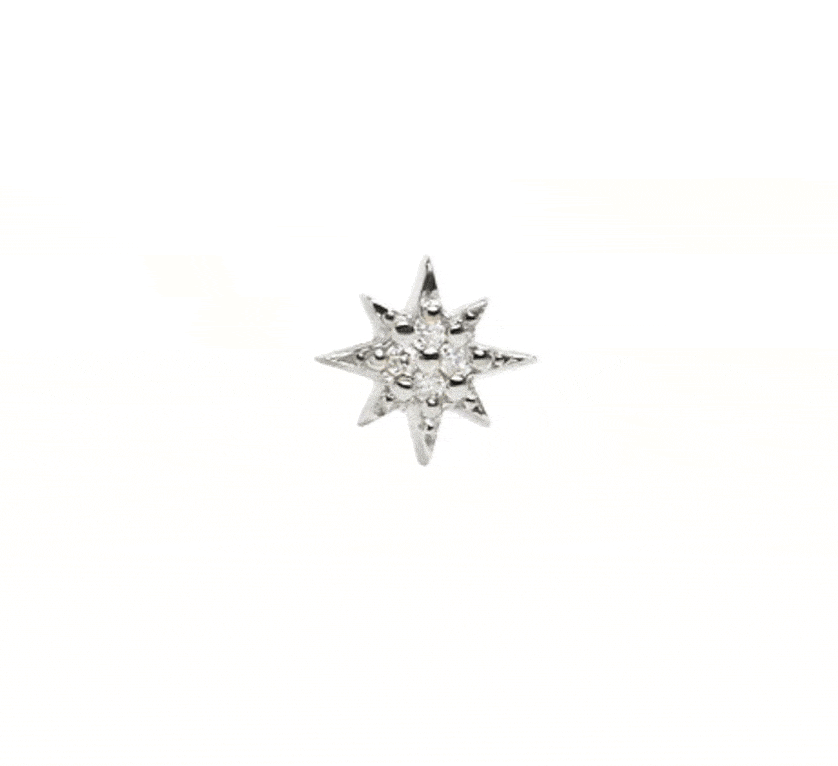 Anzie Earrings Single Starburst Diamond White 14K Stud