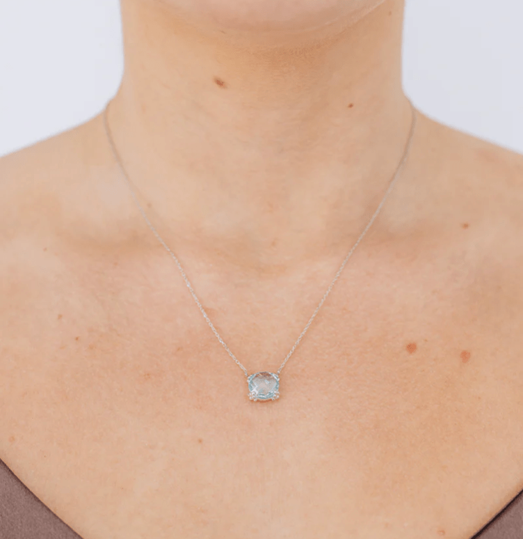 Anzie Necklaces 10mm Blue Topaz on 16/17" SS chain