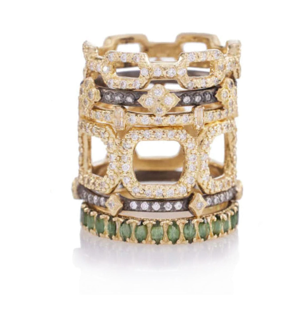Armenia 18K & Oxidized SS Diamond Band