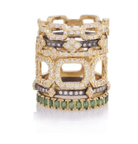 Armenia 18K & Oxidized SS Diamond Band
