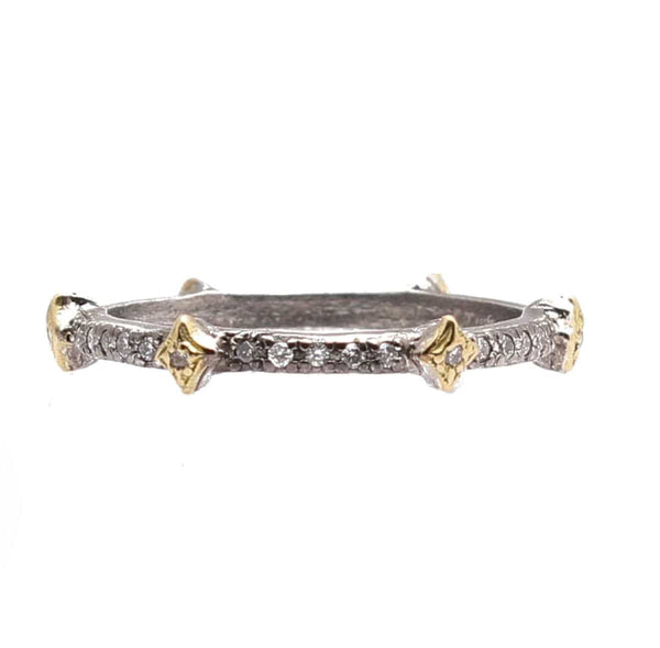 Armenia 18K & Oxidized SS Diamond Band