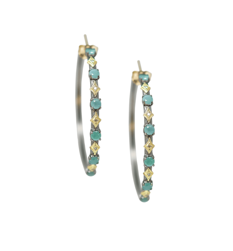 Armenta Earrings Diamond & Grandiderite Hoops SS/18K