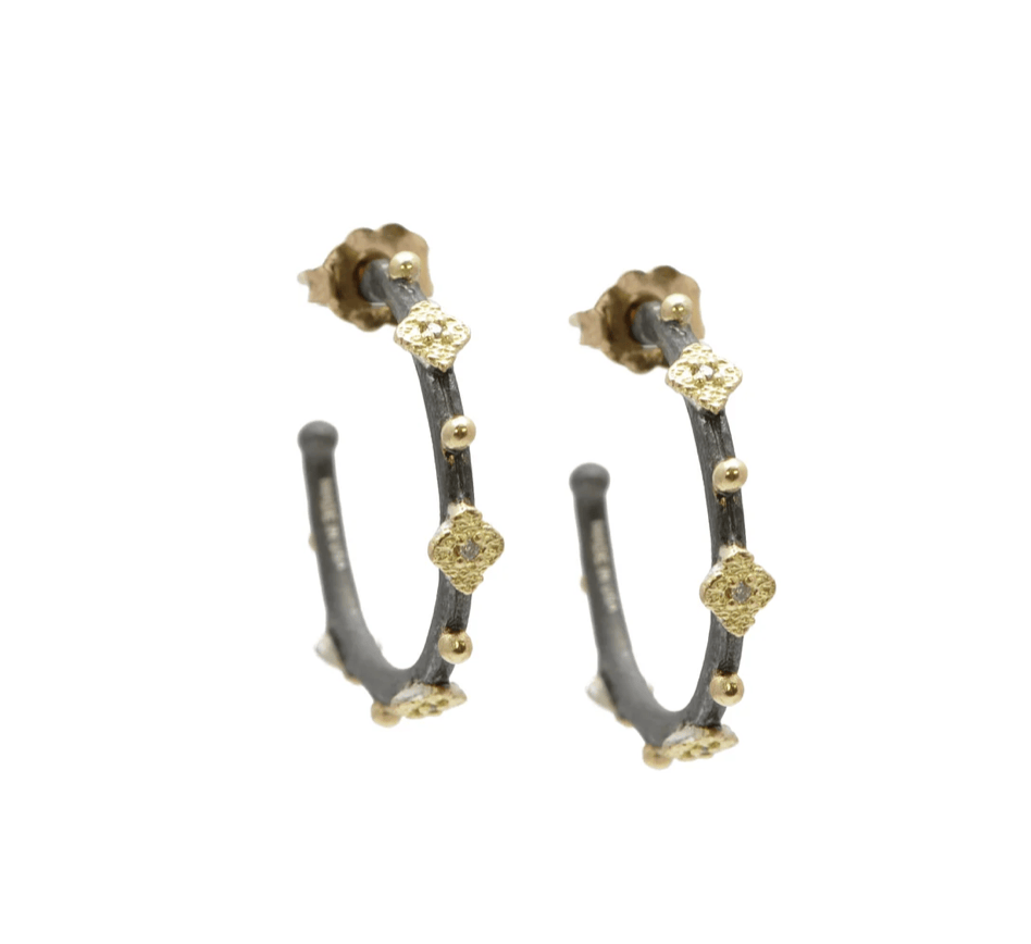 Armenta Earrings Diamond Hoop Sterling 18K Earrings