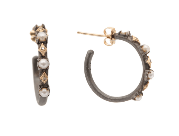 Armenta Earrings Pearl 18K & Sterling Hoop Earrings
