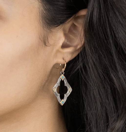 Armenta Earrings Turquoise Topaz Scroll Earring