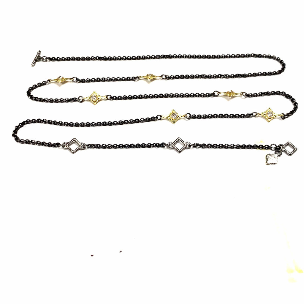 Armenta Necklaces White Sapphire 18K SS Necklace 24"-28"