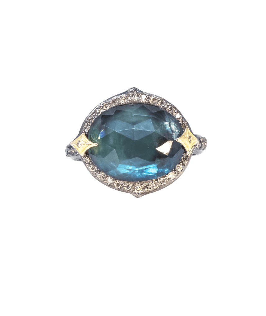 Armenta Rings London BLue Topaz 18k/SS Ring