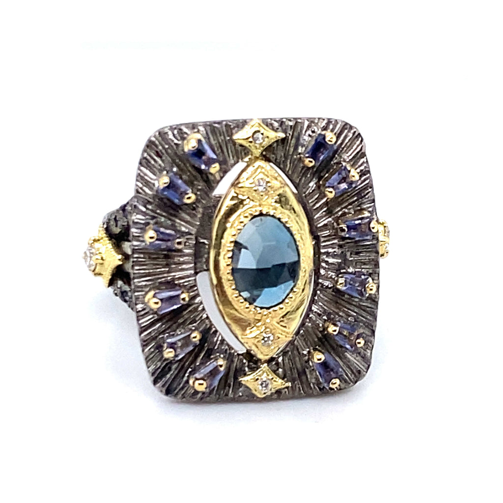 Armenta Rings Topaz & Diamond Sterling & 18k Ring