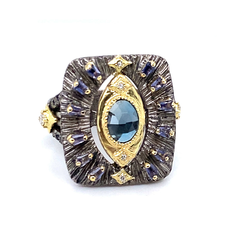 Armenta Rings Topaz & Diamond Sterling & 18k Ring