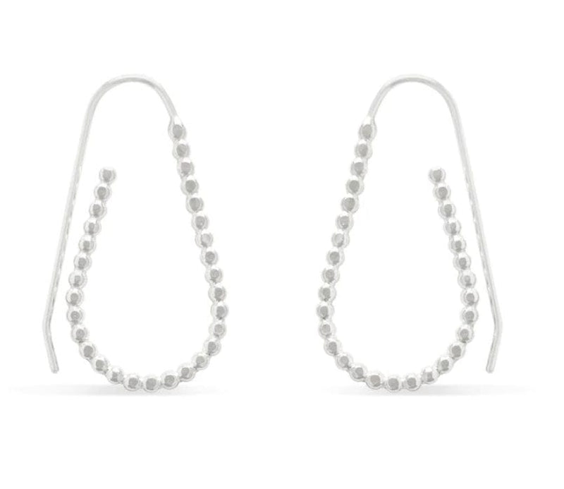 Cindy Liebel Earrings Tall Beaded Sterling Hoops